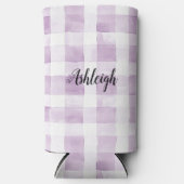 Purple White Plaid Stripes Birthday Selters Dosenkühler (Vorderseite)