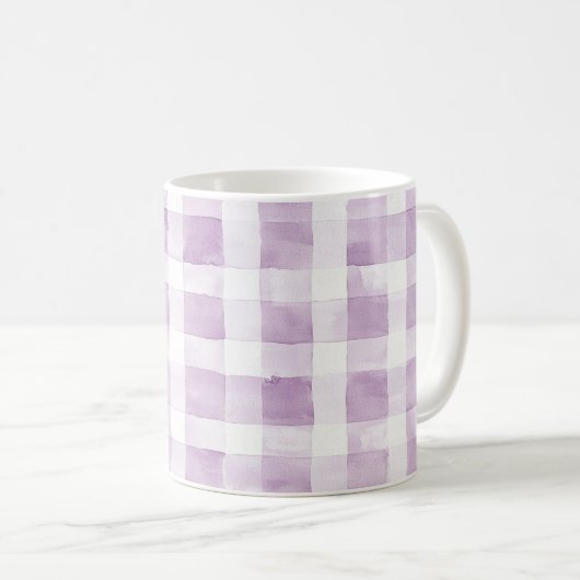 Purple White Plaid Stripes Kaffeetasse (VorderseiteRechts)