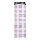 Purple White Plaid Stripes Thermosbecher (Rückseite)