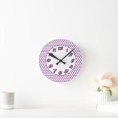 Purple & White Polka Dots Runde Wanduhr (Zuhause)