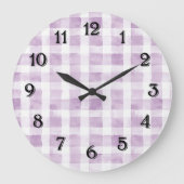 Purple White Stripes Baby Shower Große Wanduhr (Vorderseite)