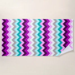 Purple White Teal Chevrons Beach Towel Strandtuch