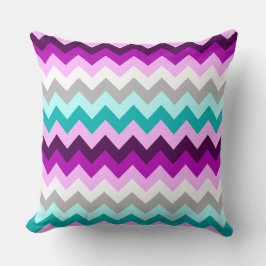 Purple White Teal Chevrons Big Throw Pillow Kissen