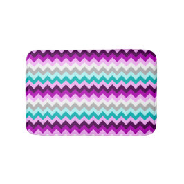 Purple White Teal Chevrons Small Bath Mat Badematte