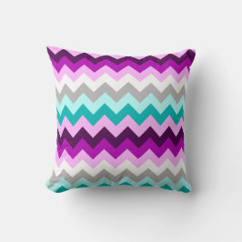Purple White Teal Chevrons Throw Pillow Kissen