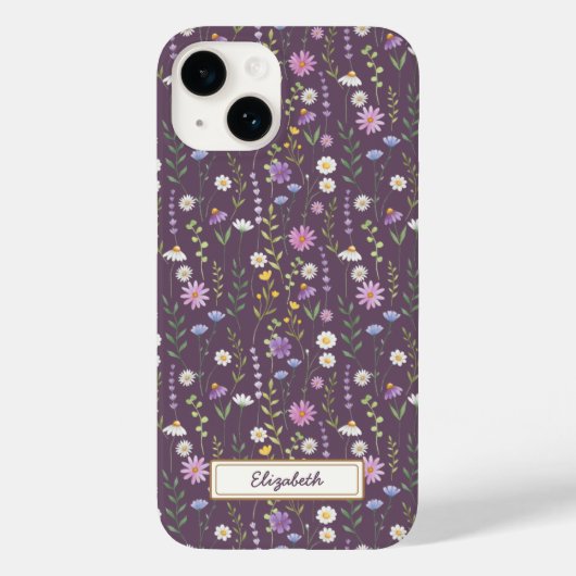 Purple Wild Flowers Case-Mate iPhone Hülle (Rückseite)