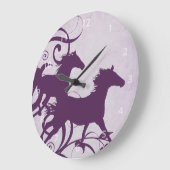 Purple Wild Horses Große Wanduhr (Winkel)