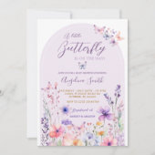 Purple Wildblume Butterfly Baby Dusche Einladung (Vorderseite)