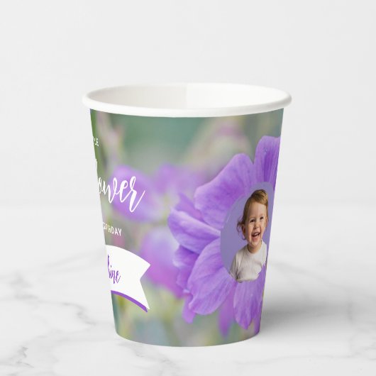 Purple Wildflower Custom Photo Template Birthday Pappbecher (Links)