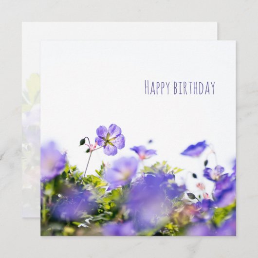 Purple Wildflower Happy Birthday Card Karte (Vorne/Hinten)