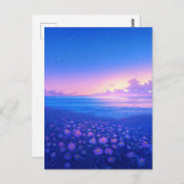 Purple Wildflower Meadow and Starry Sea Postkarte (Vorne/Hinten)
