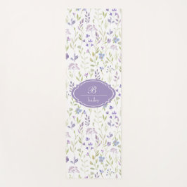 Purple Wildflower Watercolor Custom Name Yoga Mat Yogamatte