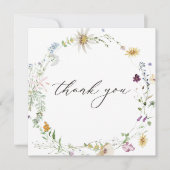 Purple Wildflower Watercolor Minimalist Wedding Dankeskarte (Vorderseite)