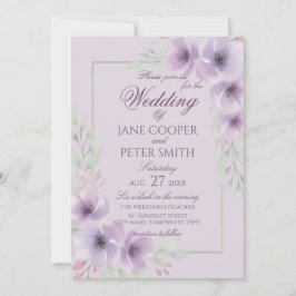Purple wildflowers floral Budget Wedding Einladung
