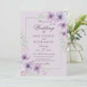 Purple wildflowers floral Budget Wedding Einladung (Stehend Vorderseite)
