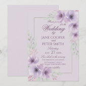 Purple wildflowers floral Budget Wedding Einladung (Vorne/Hinten)