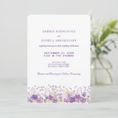 Purple Wildflowers Wedding Invitation  Einladung (Stehend Vorderseite)