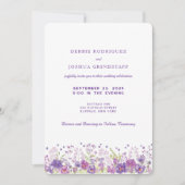 Purple Wildflowers Wedding Invitation  Einladung (Vorderseite)