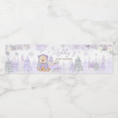 Purple Winter Bear Baby Shower Wasserflaschenetikett (Einzelnes Label)