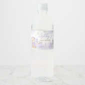 Purple Winter Bear Baby Shower Wasserflaschenetikett (Vorderseite)