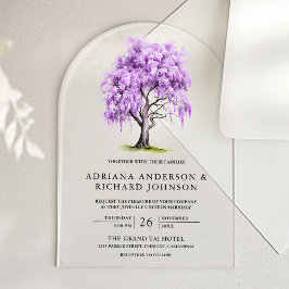Purple Wisteria Floral Tree Wedding Acryleinladungen