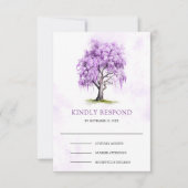 Purple Wisteria Floral Tree Wedding  RSVP Karte (Vorderseite)