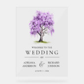 Purple Wisteria Floral Tree Wedding Welcome Sign Acrylschild (Vorderseite)