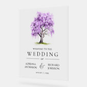 Purple Wisteria Floral Tree Wedding Welcome Sign Acrylschild (Winkel)