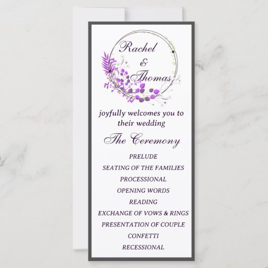 Purple Wisteria Themed Wedding Programm (Vorderseite)