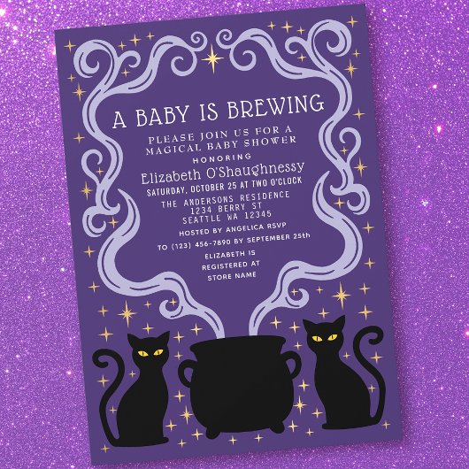 Purple Witchy Baby is Brewing Baby Shower Einladung