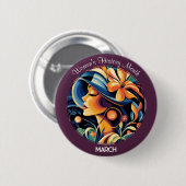 Purple Women's History Month Button (Vorne & Hinten)