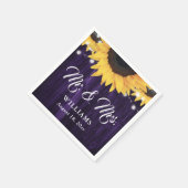 Purple Wood String Lights Sunflower Wedding Serviette (Ecke)