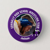 Purple Wrestling Team Photo High School Wrestler Button (Vorderseite)