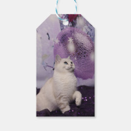 Purple XMAS Cat Geschenkanhänger