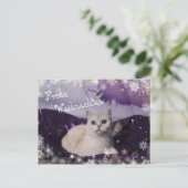 Purple XMAS Cats Feiertagspostkarte (Stehend Vorderseite)