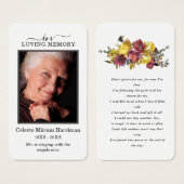 Purple Yellow Floral Photo Funeral Prayer Card (Vorne & Hinten)