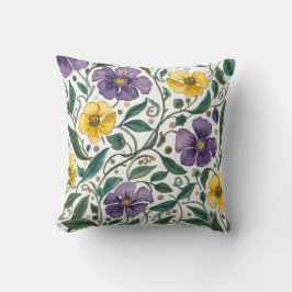 Purple Yellow Flowers Pattern, Modern,Elegant Kissen