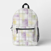 Purple Yellow Green White Plaid Bedruckter Rucksack (Vorderseite)