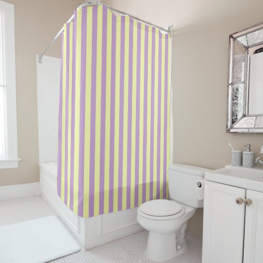 Purple Yellow Pastel Stripes Pattern Modern Duschvorhang (Beispiel)