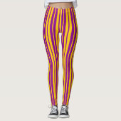 Purple Yellow Stylish Stripes Pattern Design  Leggings (Vorderseite)