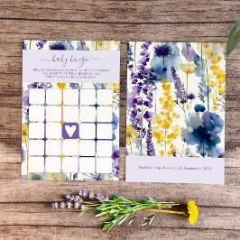 Purple Yellow Watercolor Wildflower Baby Bingo Einladung