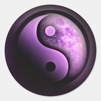 Purple Yin Yang Moon Runder Aufkleber
