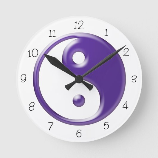 Purple Yin Yang Round Clock Runde Wanduhr (Vorderseite)