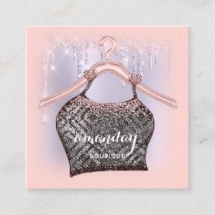 PurpleCloth Hanger Dress Fashion Shop Glitzer Trop Quadratische Visitenkarte
