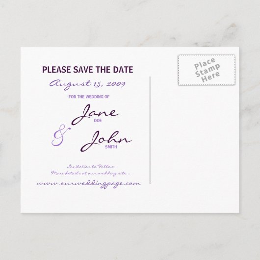 PurpleDreamFlower Save the Date Postcard Ankündigungspostkarte (Rückseite)