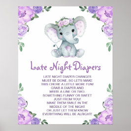 PurpleElephant Spätdiapers Baby Showspiel Poster