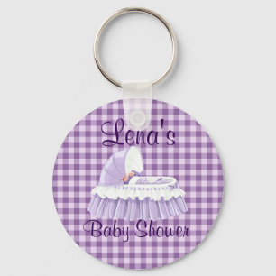 PurpleGingham VintageBaby RuffledBassinet Schlüsselanhänger