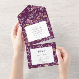 PurpleModerne Aquarellfarben-Blume Einladung zur H
