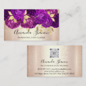 PurpleRose Gold Blume Logo Event Planner QR Code Visitenkarte (Vorne/Hinten)