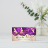 PurpleRose Gold Blume Logo Event Planner QR Code Visitenkarte (Stehend Vorderseite)